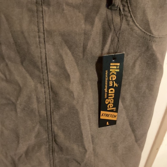 Like an Angel woodsie green colored bib dress NWT size L stretch - Picture 4 of 6